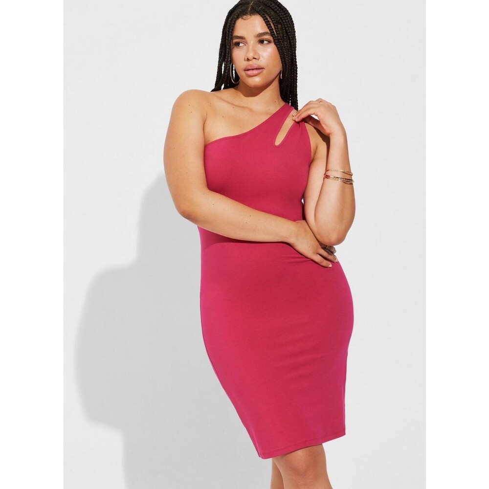 NWT Torrid 0 Cherries Jubilee Mini Foxy Bodycon One Shoulder Dress Size Large - Picture 2 of 8